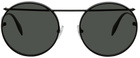 McQueen Black Piercing Round Sunglasses