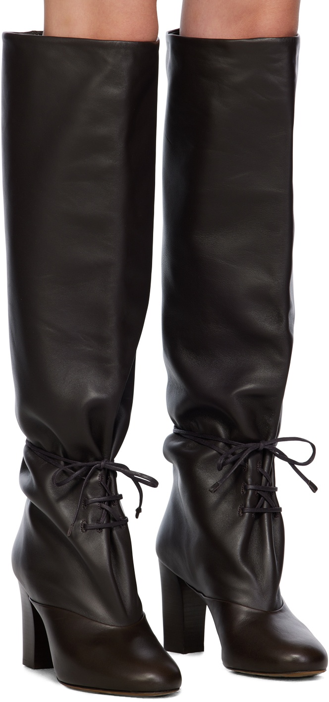 LEMAIRE Brown Tall Lace-Up Boots Lemaire
