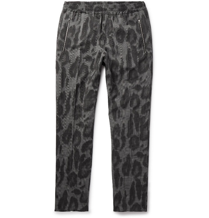 Photo: Stella McCartney - Slim-Fit Leopard-Print Prince of Wales Checked Wool Trousers - Gray