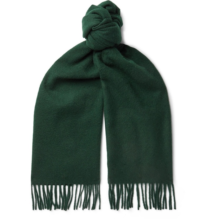 Photo: Anderson & Sheppard - Fringed Cashmere Scarf - Green