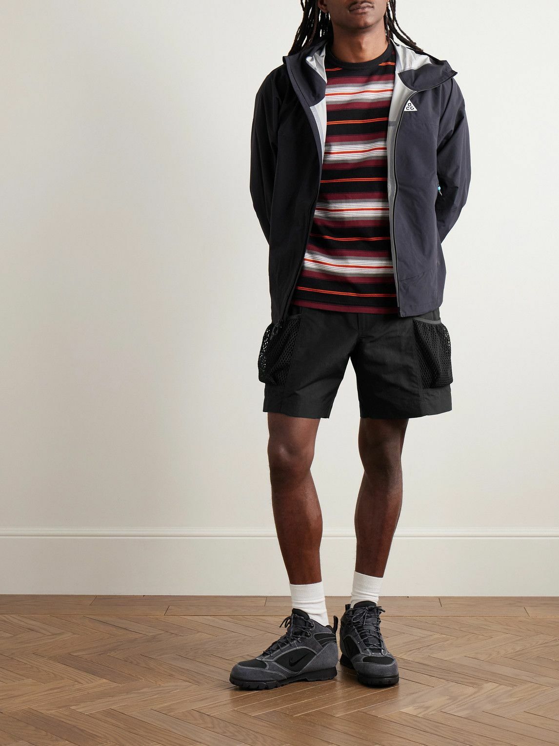Nike - ACG Snowgrass Straight-Leg Mesh-Trimmed Belted Nylon Shorts - Black