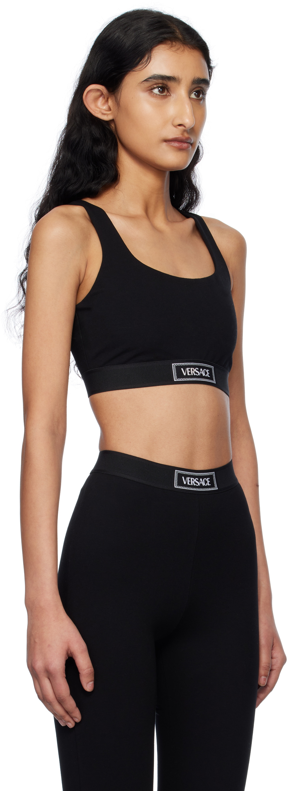 Versace Underwear Black 90s Vintage Logo Sport Bra