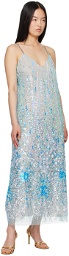 Anna Sui Blue Sequinned Maxi Dress