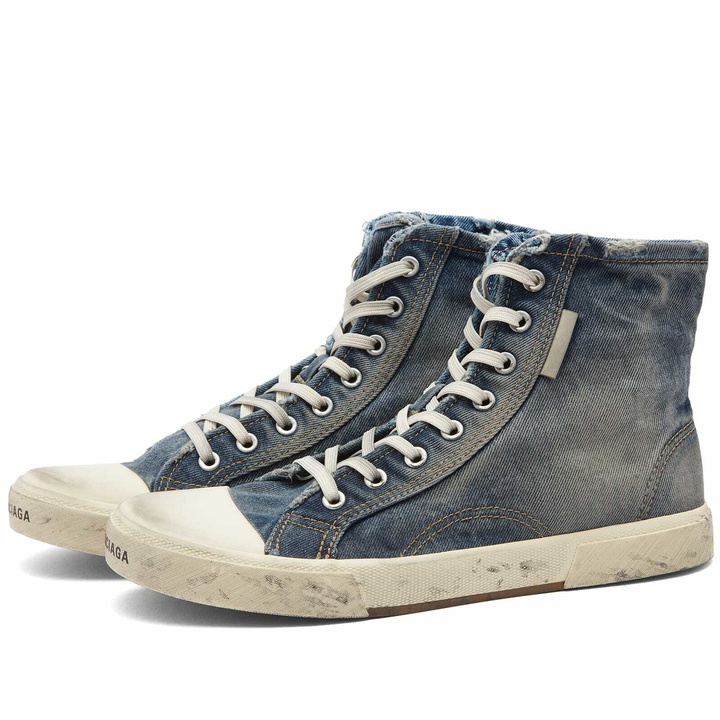 Photo: Balenciaga Men's Paris High Top Sneakers in Mid 90'S Blue