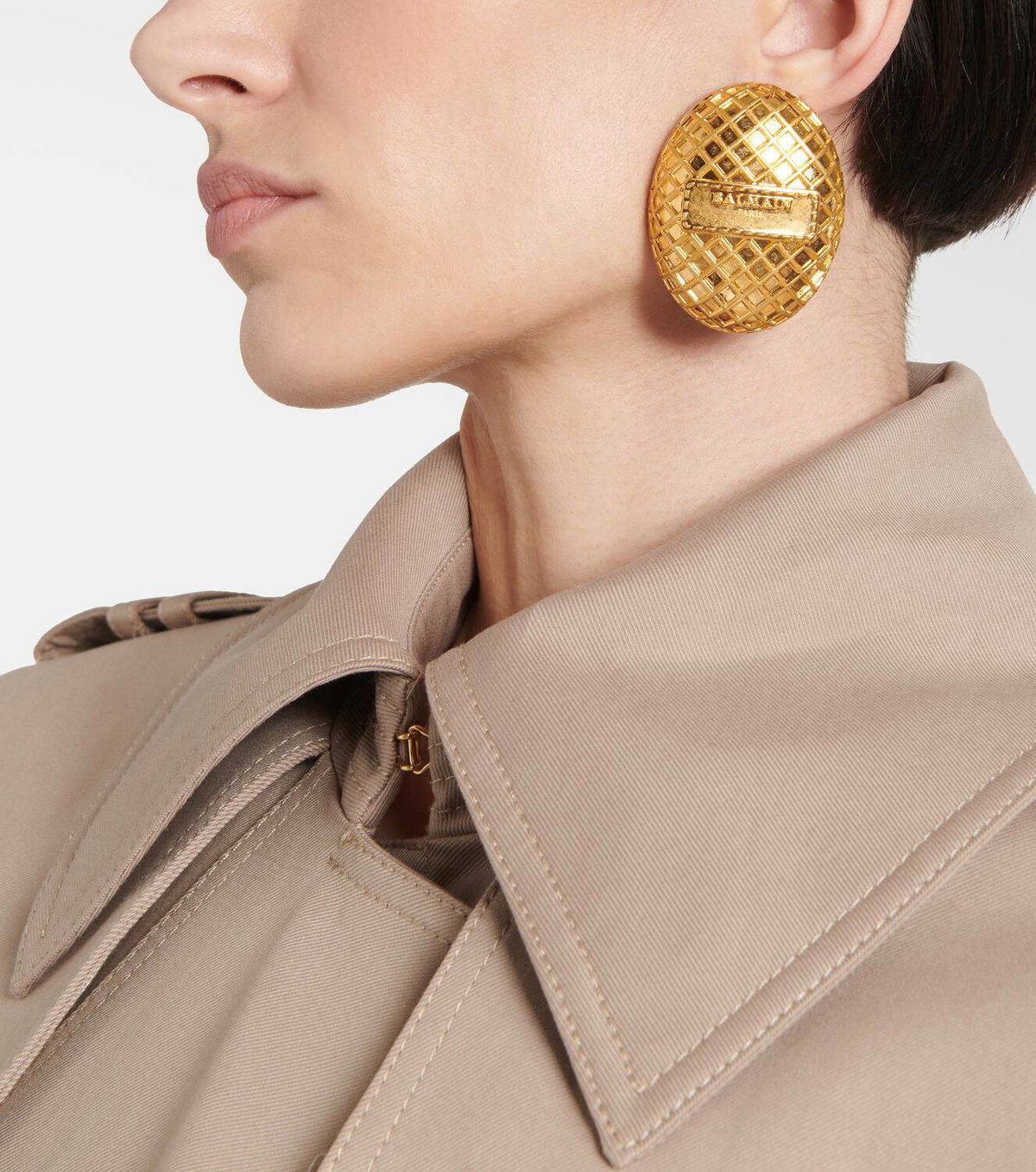 【関税込み】Balmain ゴールド Signature Tubular ピアス Balmain Signature Mesh earrings Balmain