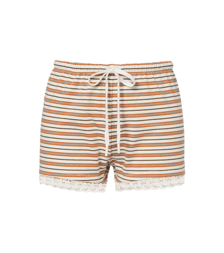 Photo: Posse Maeve lace-trimmed striped cotton shorts
