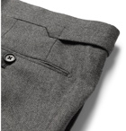 TOM FORD - Grey Birdseye Wool and Silk-Blend Flannel Suit Trousers - Gray