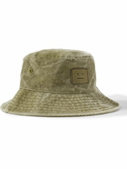 Acne Studios - Buko Leather-Trimmed Distressed Cotton-Canvas Bucket Hat - Green