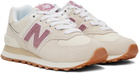 New Balance Beige & Pink 574 Sneakers