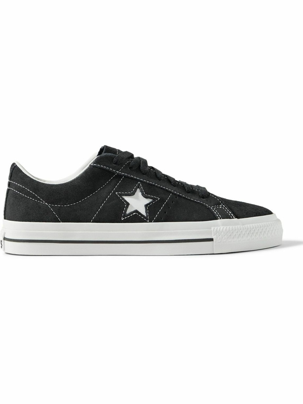 Photo: Converse - One Star Pro Leather-Trimmed Suede Sneakers - Black