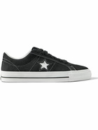 Converse - One Star Pro Leather-Trimmed Suede Sneakers - Black