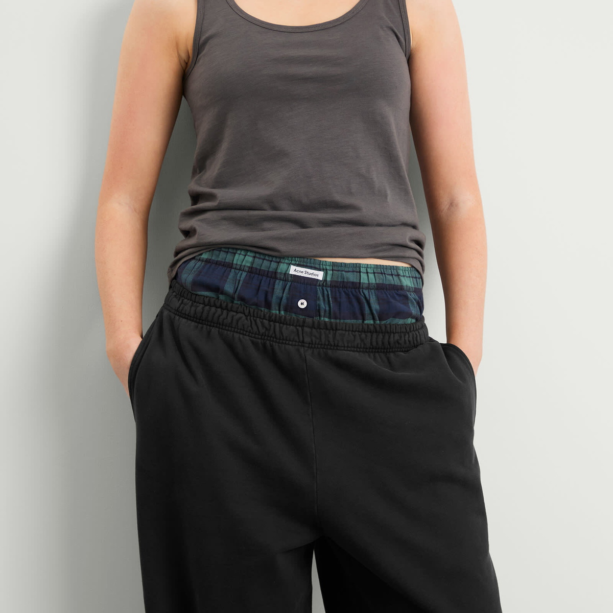 Acne Studios Women's Felle Sweatpants with Boxers in Black/Green