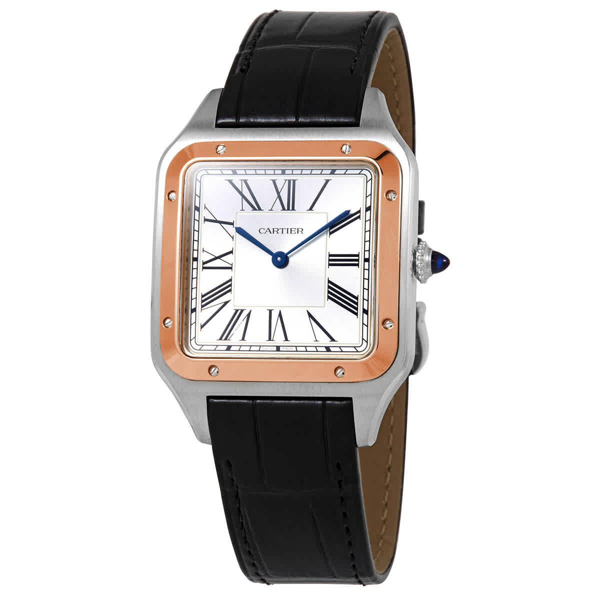 Cartier Santos-Dumont XL Hand Wind Silver Dial Mens Watch W2SA0017