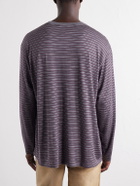 Auralee - Striped Wool-Jersey T-Shirt - Gray