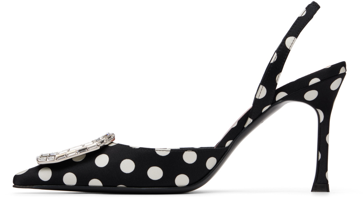 Amina Muaddi Black Camelia Sling 90 Heels