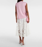 Oscar de la Renta Floral lace-trimmed silk-blend top