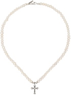 Emanuele Bicocchi White Pearl Cross Necklace