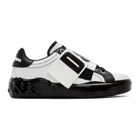 Dolce and Gabbana White and Black Elastic Logo Sneakers