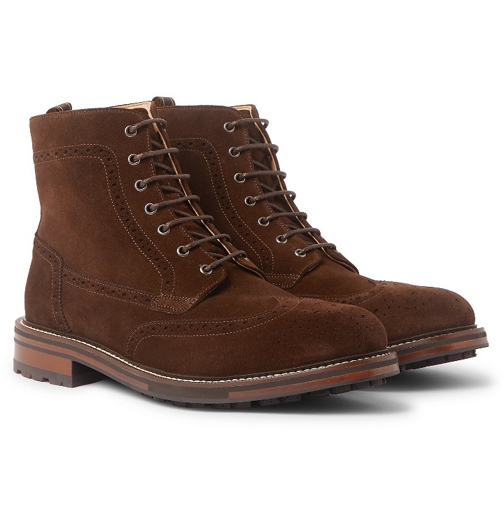 Photo: Dunhill - Country Suede Brogue Boots - Brown
