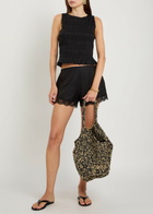 Staud Lace-trim Linen Shorts Black
