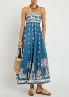 Alemais Acacia Printed Linen Maxi Dress Blue