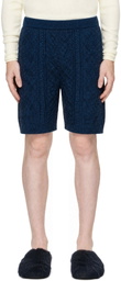 Marni Navy Twisted Cotton Shorts