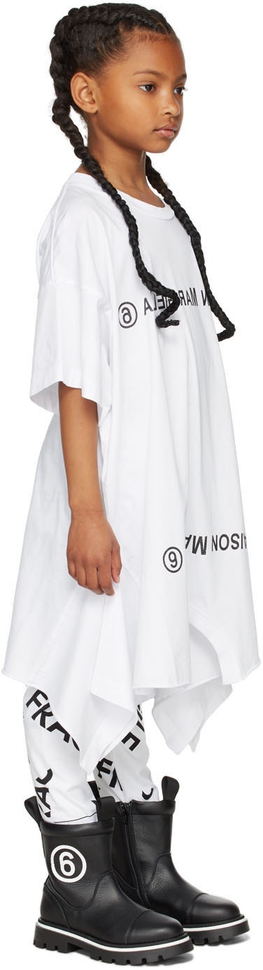 MM6 Maison Margiela Kids White Mirrored T-Shirt Dress MM6 Maison