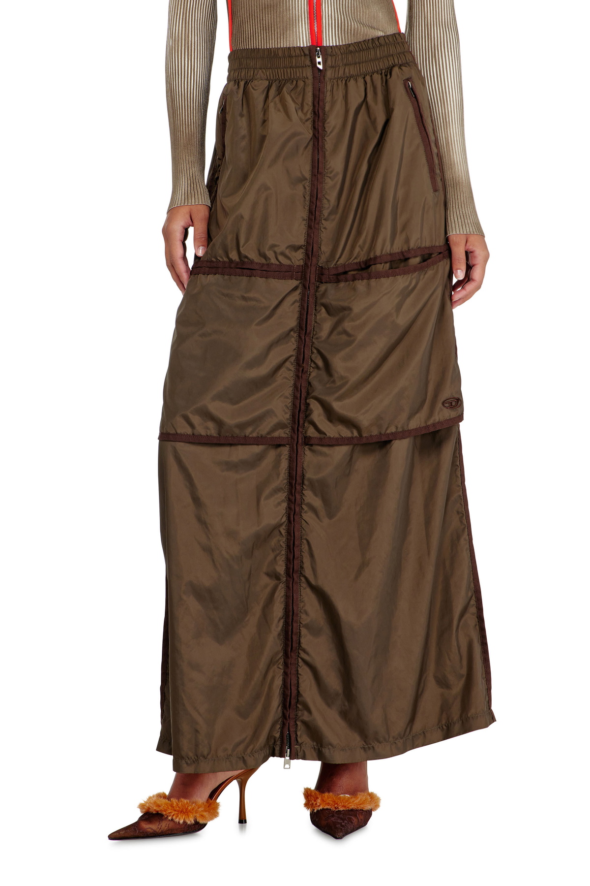 Diesel Khaki O-Crep Maxi Skirt Diesel