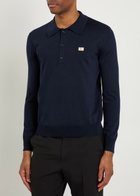 Valentino Garavani Wool Polo Shirt Navy