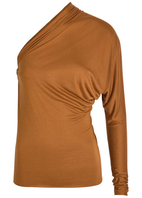Photo: Rick Owens Lilies Diana One-sleeve Fine-knit top Tan