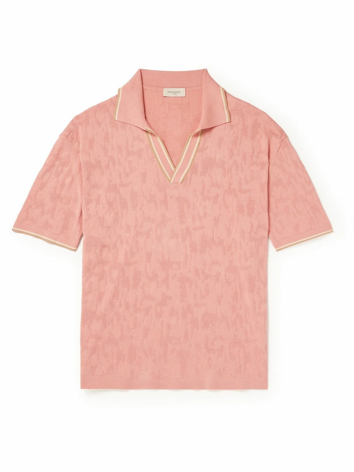 Photo: Piacenza Cashmere - Striped Cotton-Jacquard Polo Shirt - Pink