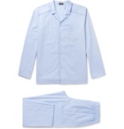 Hanro - Ryan Contrast-Tipped Cotton-Jacquard Pyjama Set - Men - Light blue
