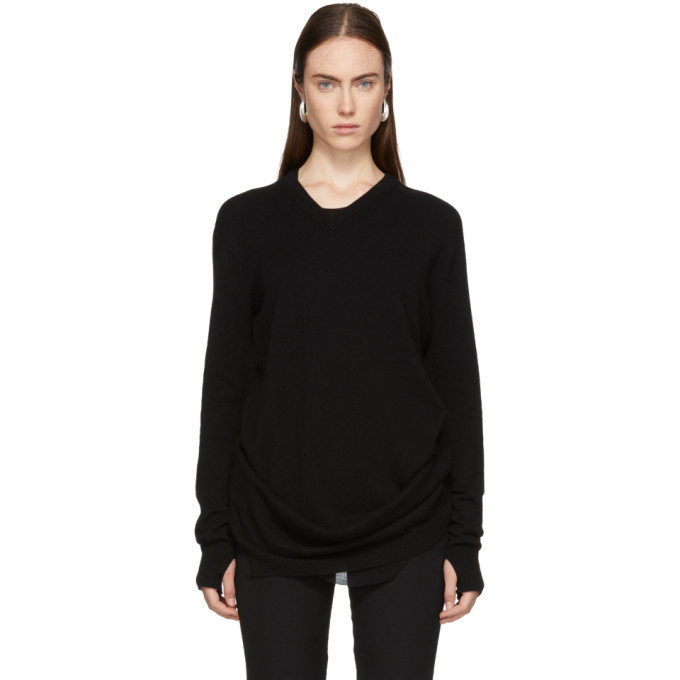 Boris Bidjan Saberi Black Cashmere V-Neck Sweater