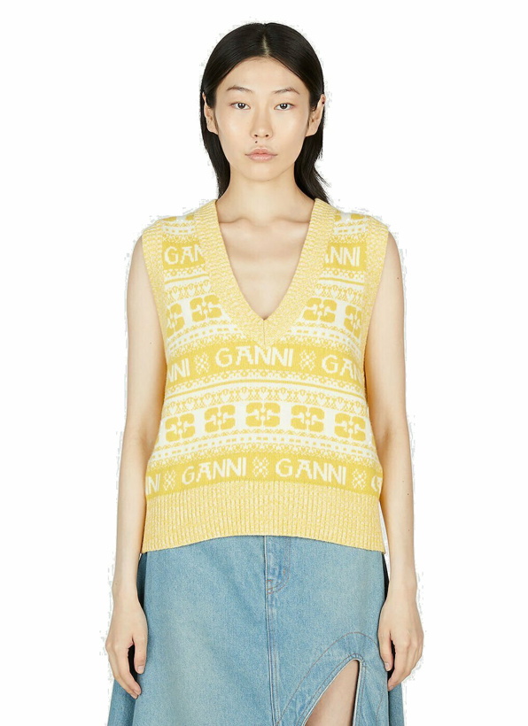 Photo: GANNI Logo Sweater Vest female Yellow