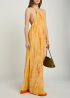 Delos Amaya Printed Cotton and Silk-blend Maxi Dress Yellow