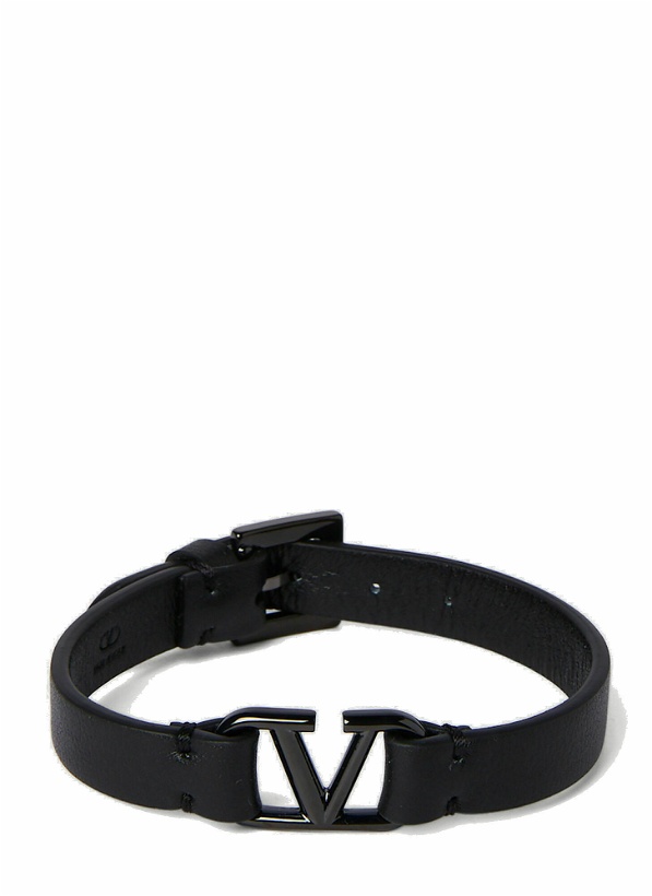 Photo: Valentino - VLogo Leather Bracelet in Black
