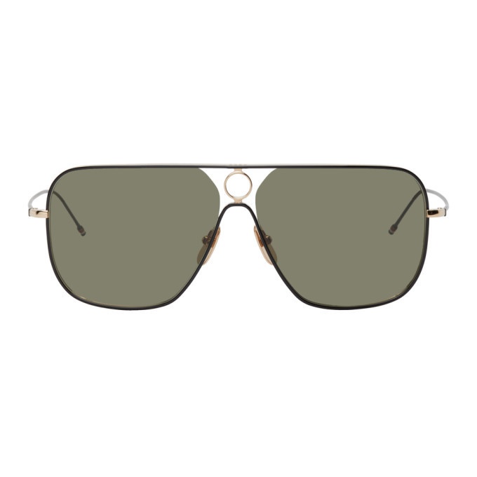 Photo: Thom Browne Green and Gold TBS114 Sunglasses