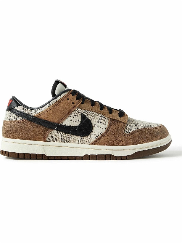 Photo: Nike - Dunk Low Retro Distressed Suede, Mesh and Textured-Leather Sneakers - Brown