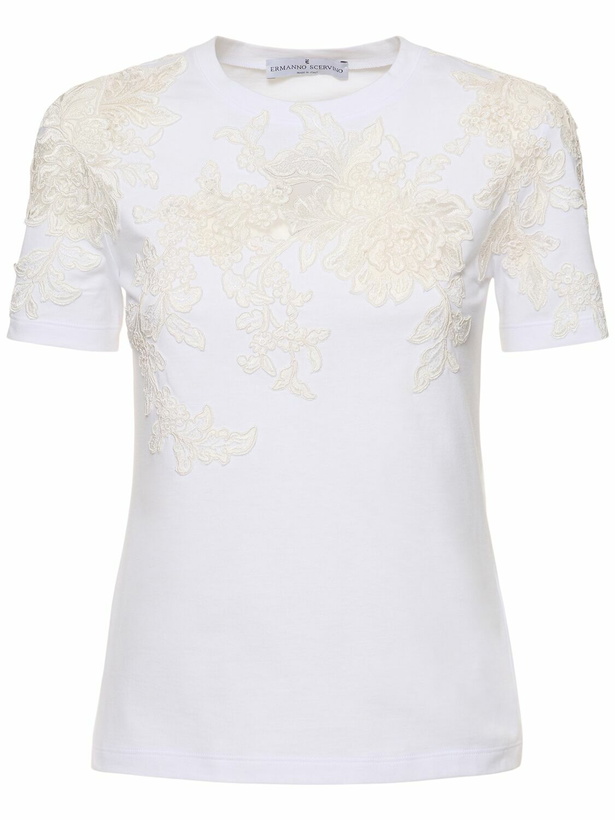 Photo: ERMANNO SCERVINO Embroidered Jersey T-shirt