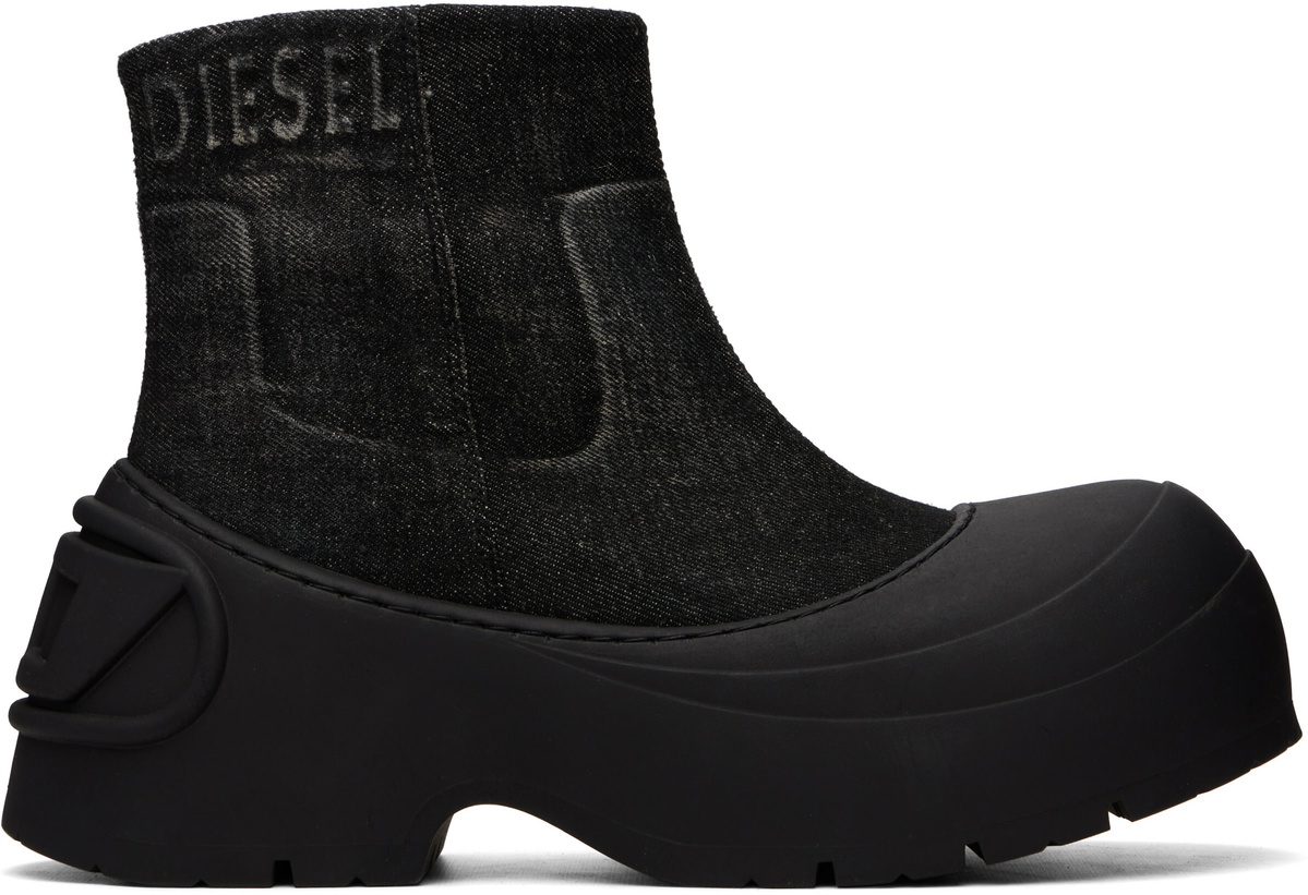 Diesel Black D-Donald Denim Ankle Boots