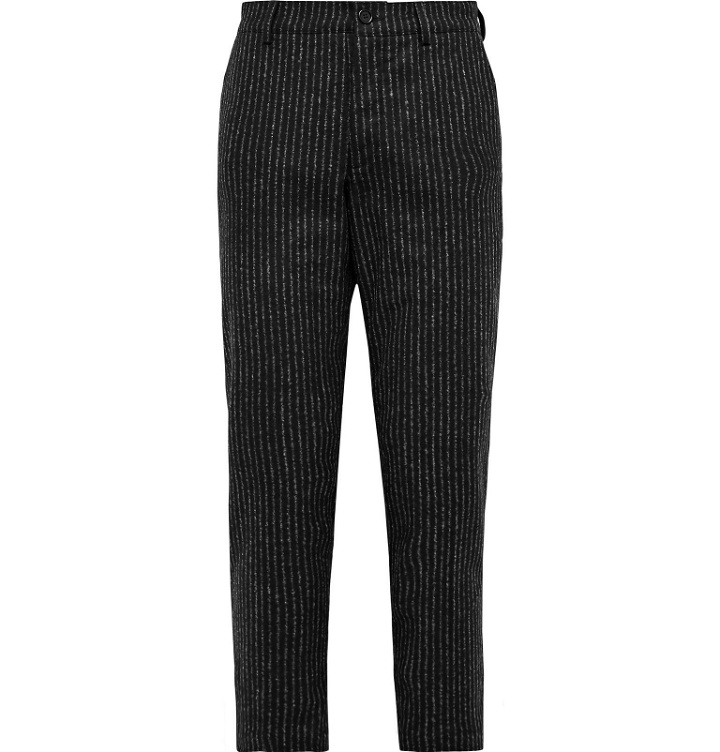 Photo: YMC - Hand Me Down Cropped Striped Wool-Blend Trousers - Black