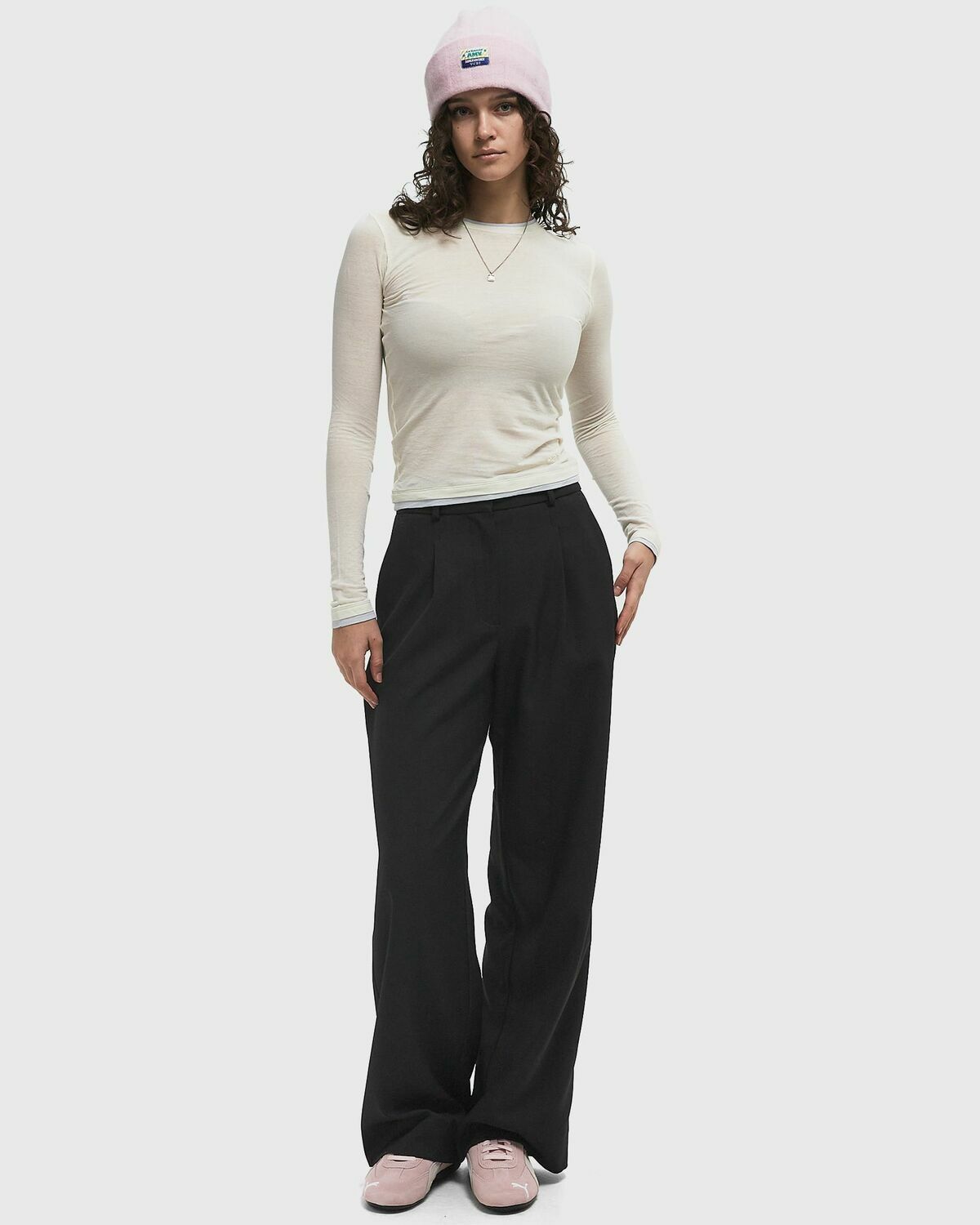 ØLÅF RETRO LOGO DOUBLE LAYER TOP LS White Womens Longsleefe