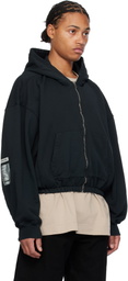 B1ARCHIVE Black Zip Up Elastic Waist Hoodie