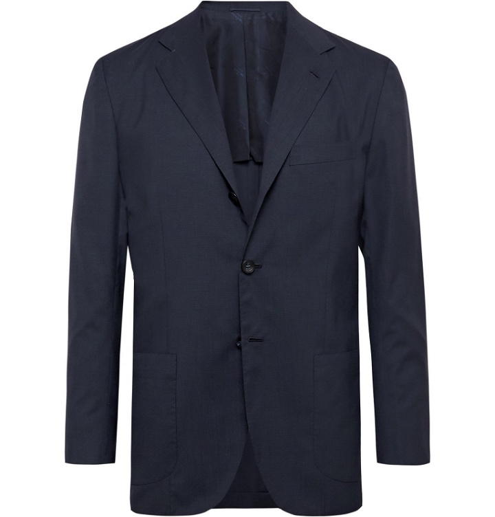 Photo: Kiton - Slim-Fit Unstructured Puppytooth Cashmere Suit Jacket - Blue