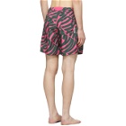 Double Rainbouu Pink and Green Synth Uuave Night Swim Shorts