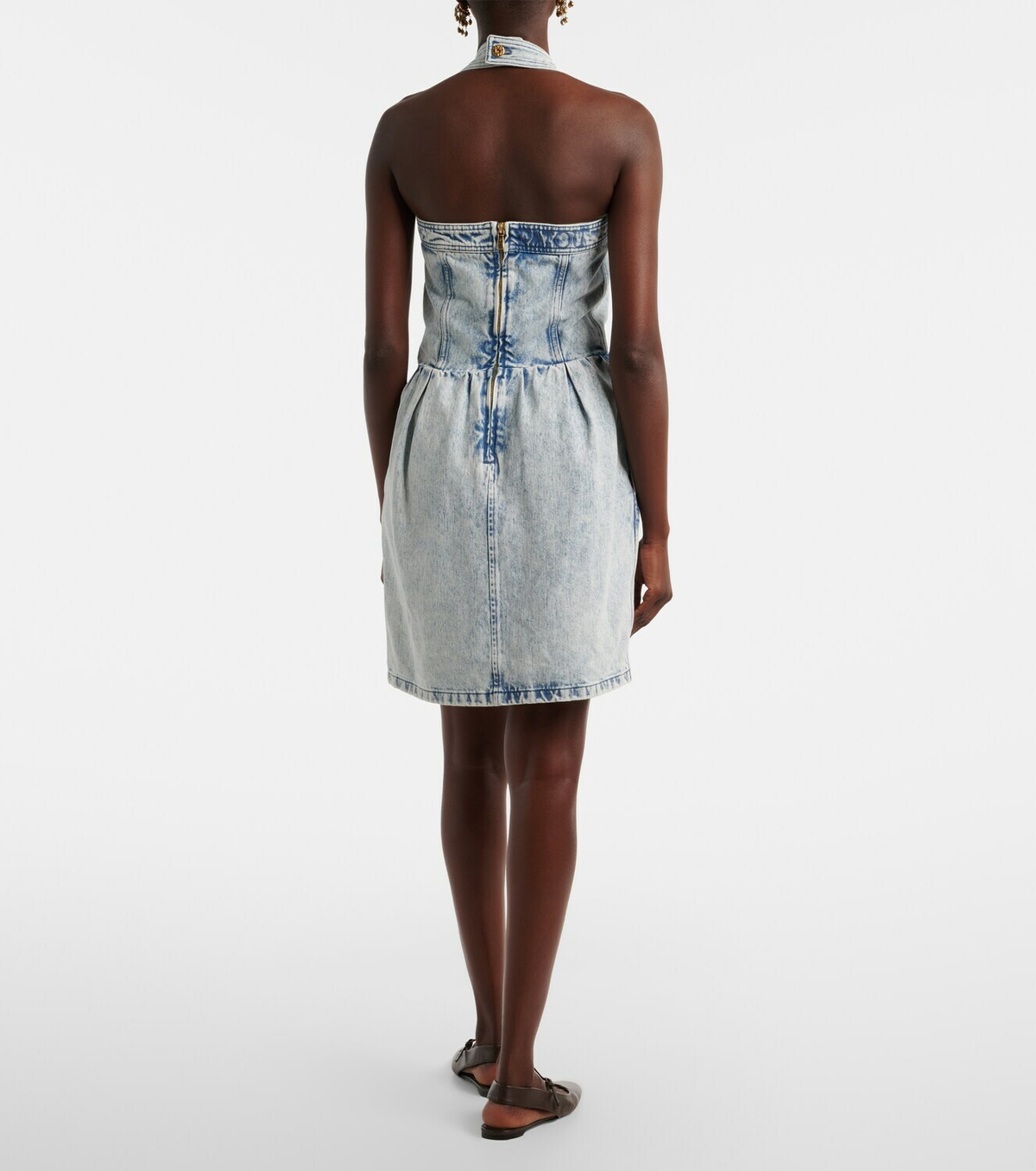 Patou Halterneck denim minidress