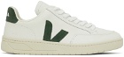 Veja White & Green Leather V-12 Sneakers
