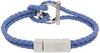 Salvatore Ferragamo Blue Gancini Braided Bracelet