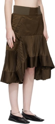 sacai Brown Nylon Twill Midi Skirt