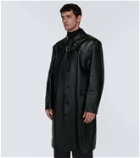Versace Buckle-detail leather coat